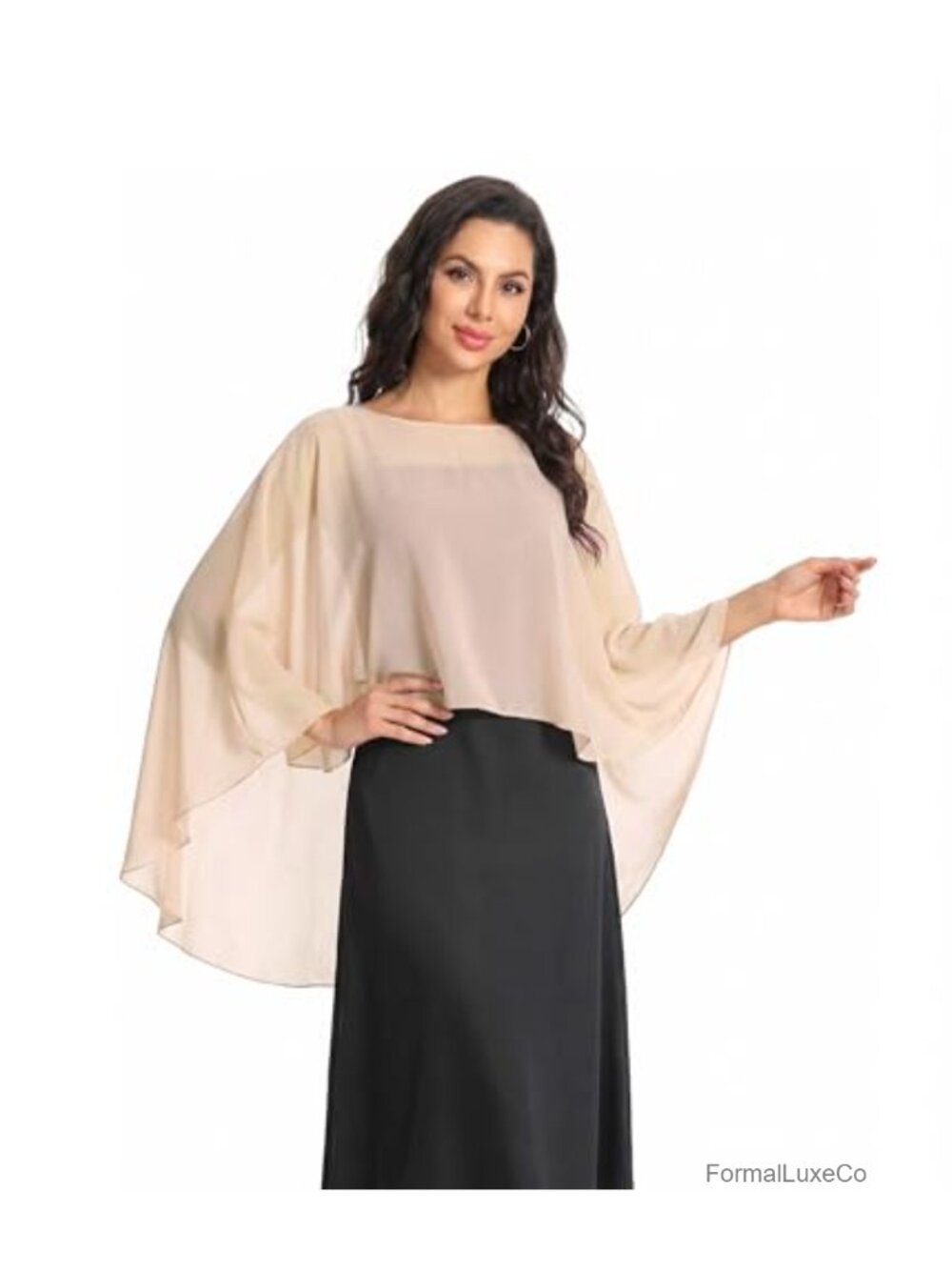 Chiffon Sheer Capelets Long Cape Poncho Plus Size Beach Coverup